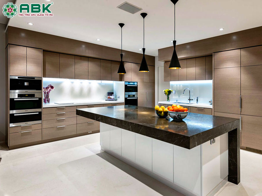 Sử dụng đèn trang trí trong thiết kế bếp chung cư