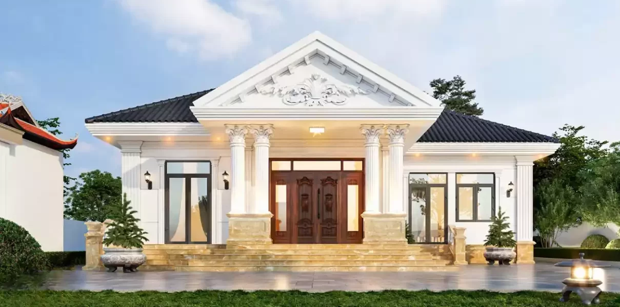 Mẫu thiết kế nhà phố cấp 4 mái thái mang phong cách cổ điển