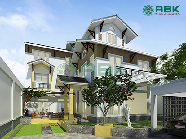 Mẫu thiết kế nhà biệt thự 3 tầng mái thái