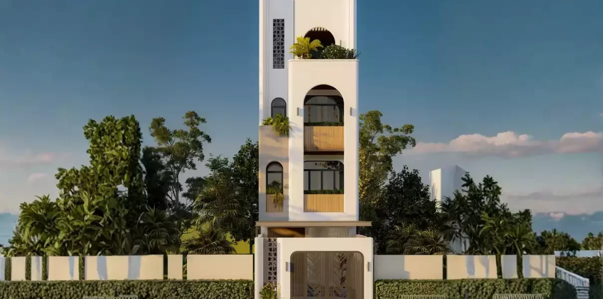 Mẫu thiết kế nhà biệt thự 4 tầng rưỡi hiện đại M017