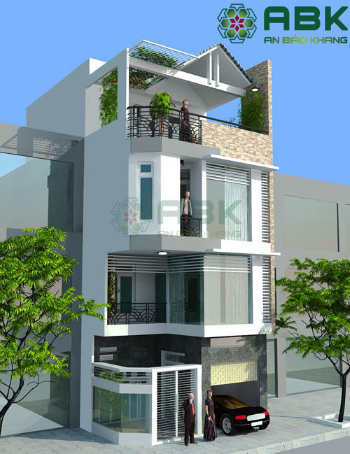 Mẫu thiết kế nhà phố 4 tầng hiện đại