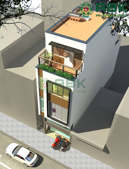Mẫu thiết kế nhà phố 4 tầng rưỡi
