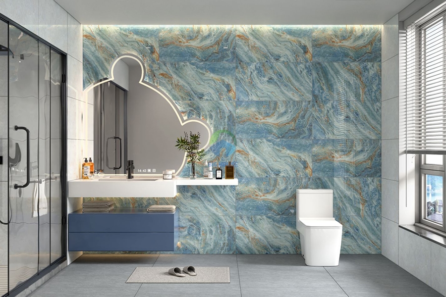 Không gian nhà tắm tuyệt đẹp với gạch ốp lát 3D