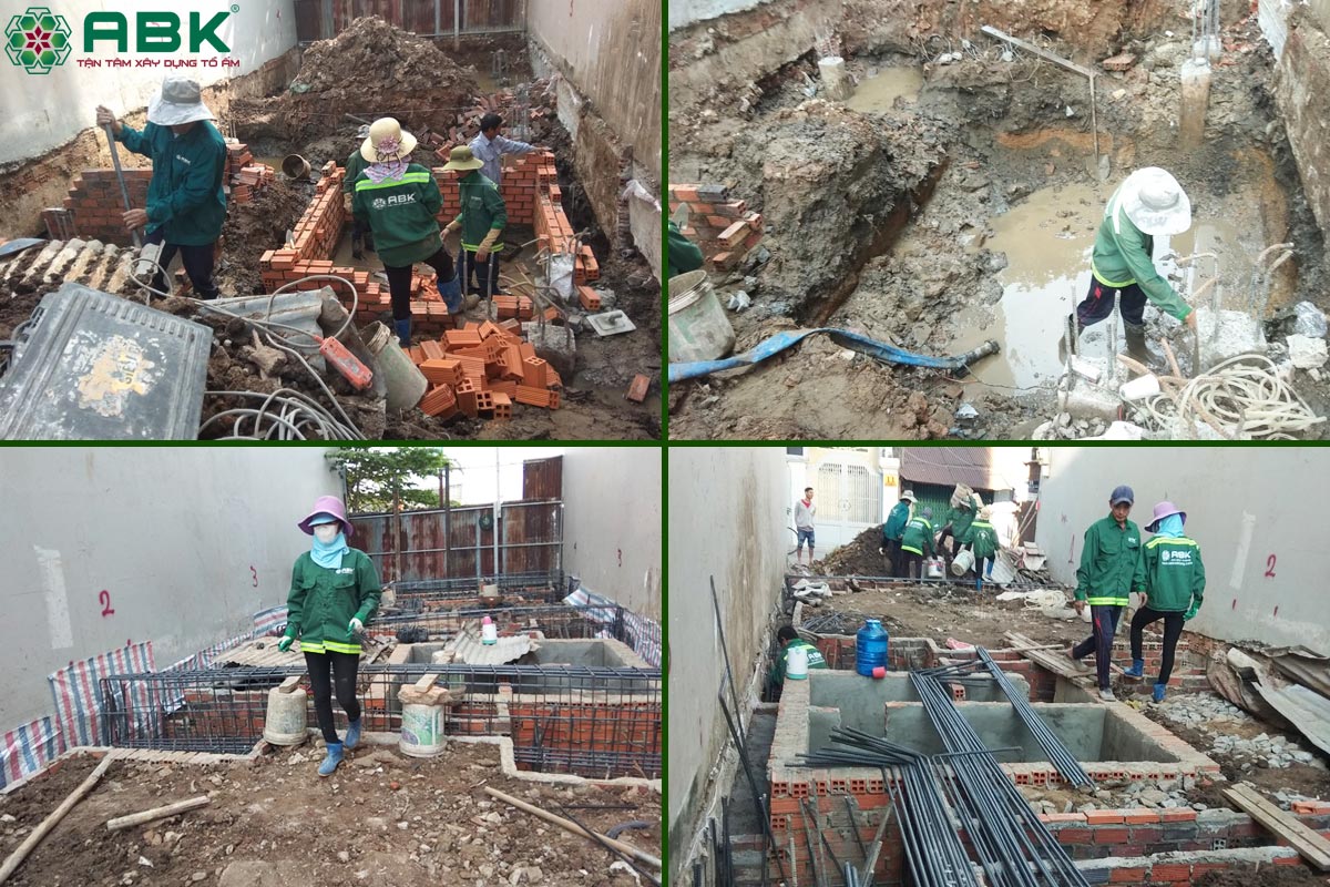 Công tác thi công phần móng nhà Chú Năm Quận Tân Bình
