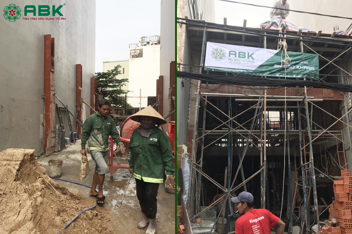 Công tác thi công tầng 1, tầng 2, tầng 3 nhà Chú Năm Quận Tân Bình
