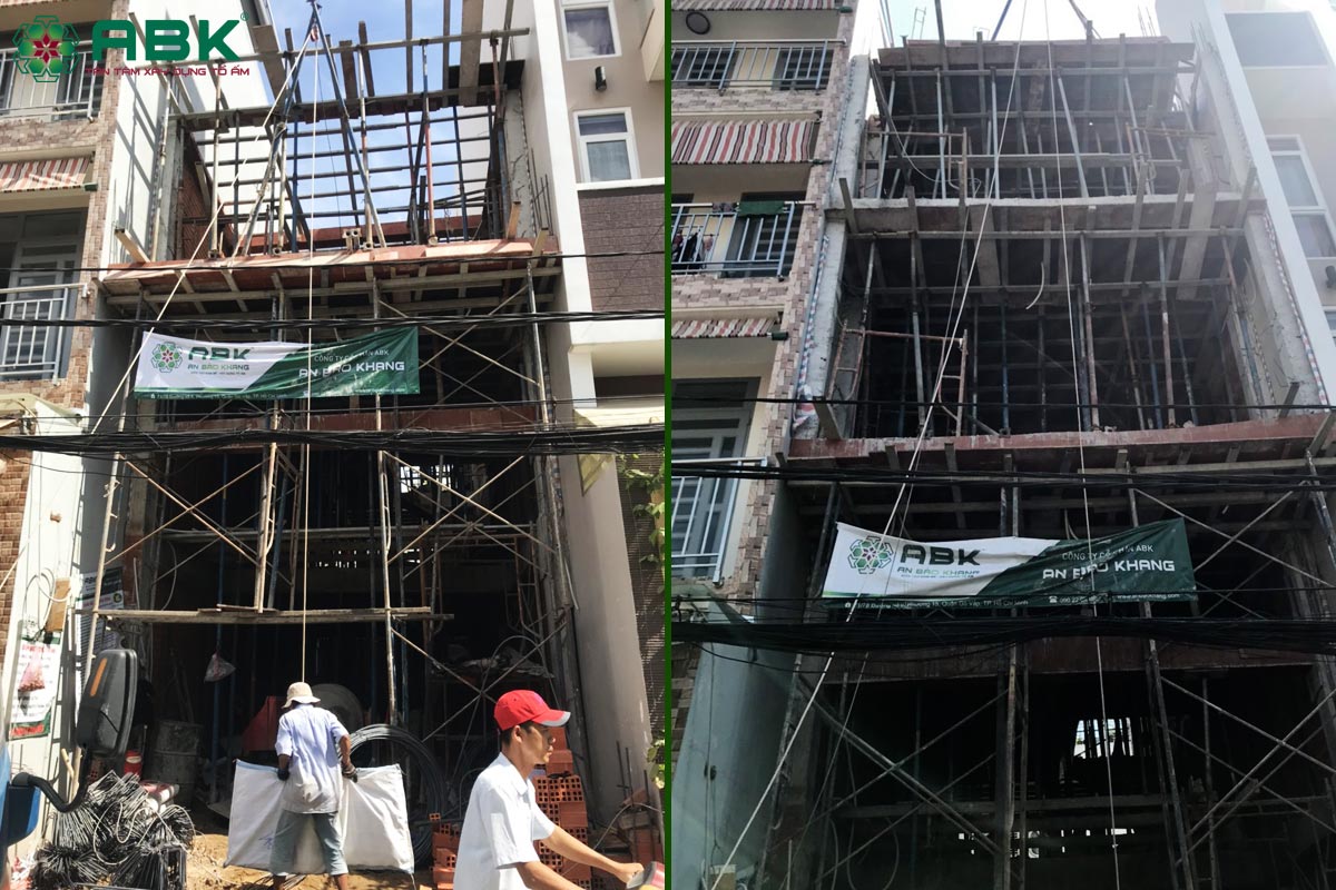 Công tác thi công tầng 1, tầng 2, tầng 3 nhà Chú Năm Quận Tân Bình