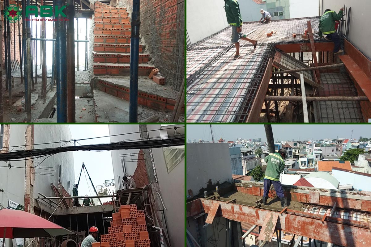 Công tác thi công tầng 1, tầng 2, tầng 3 nhà Chú Năm Quận Tân Bình