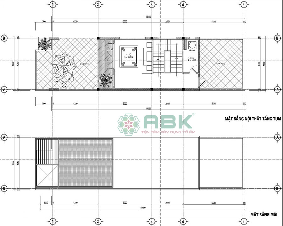 Hình ảnh bố trí mặt bằng nội thất tầng 3 nhà 3 tầng 100m2