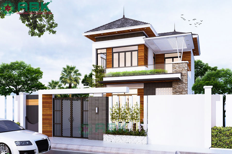 Hình ảnh thiết kế nhà Chị Lan 2 tầng 90m2 mái thái