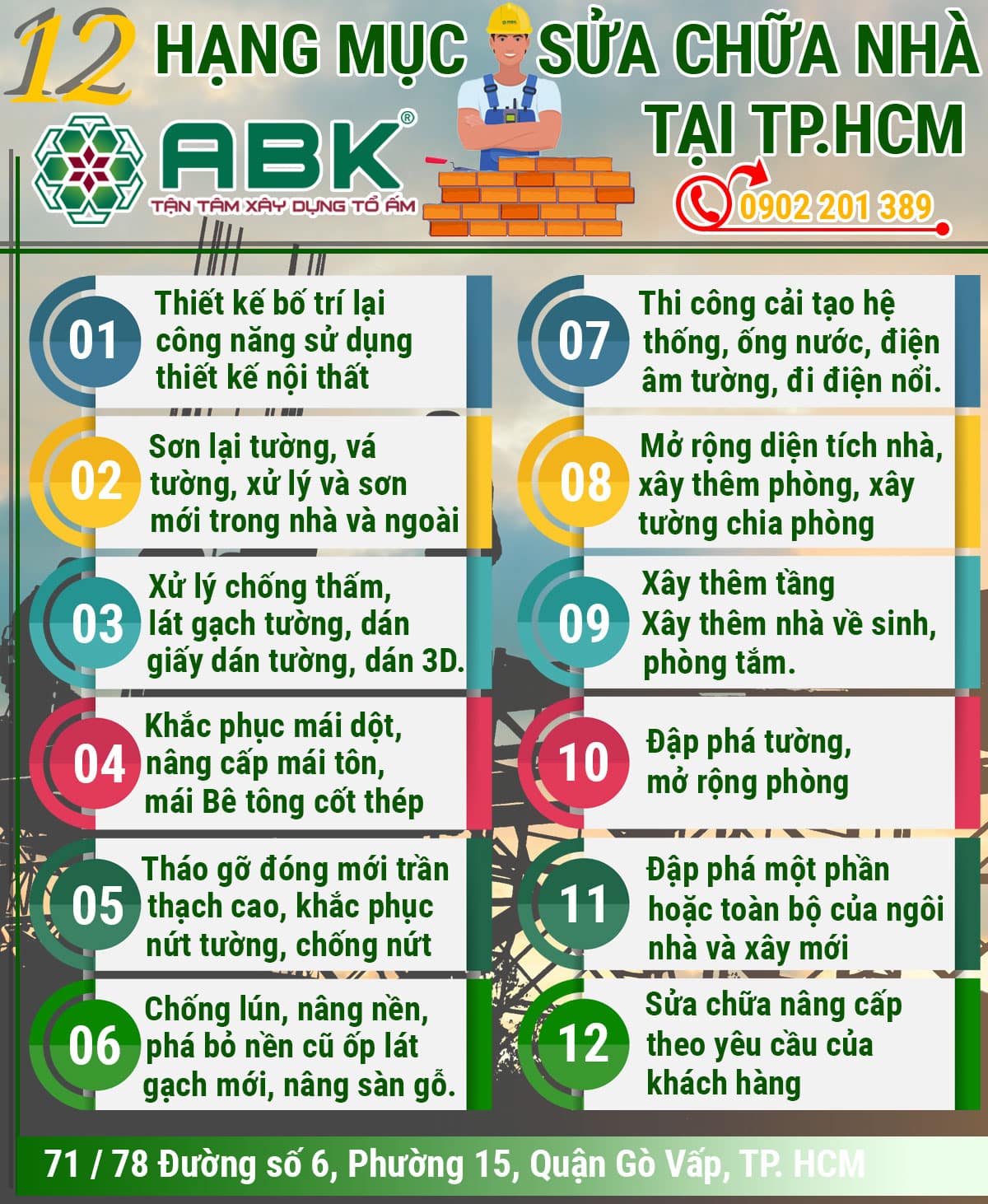 Các dịch vụ sửa chữa nhà tại huyện Nhà Bè