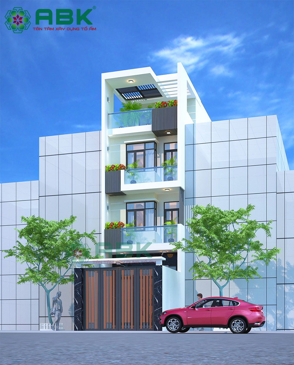 Bảng giá xây nhà 3 tầng 1 sân thượng