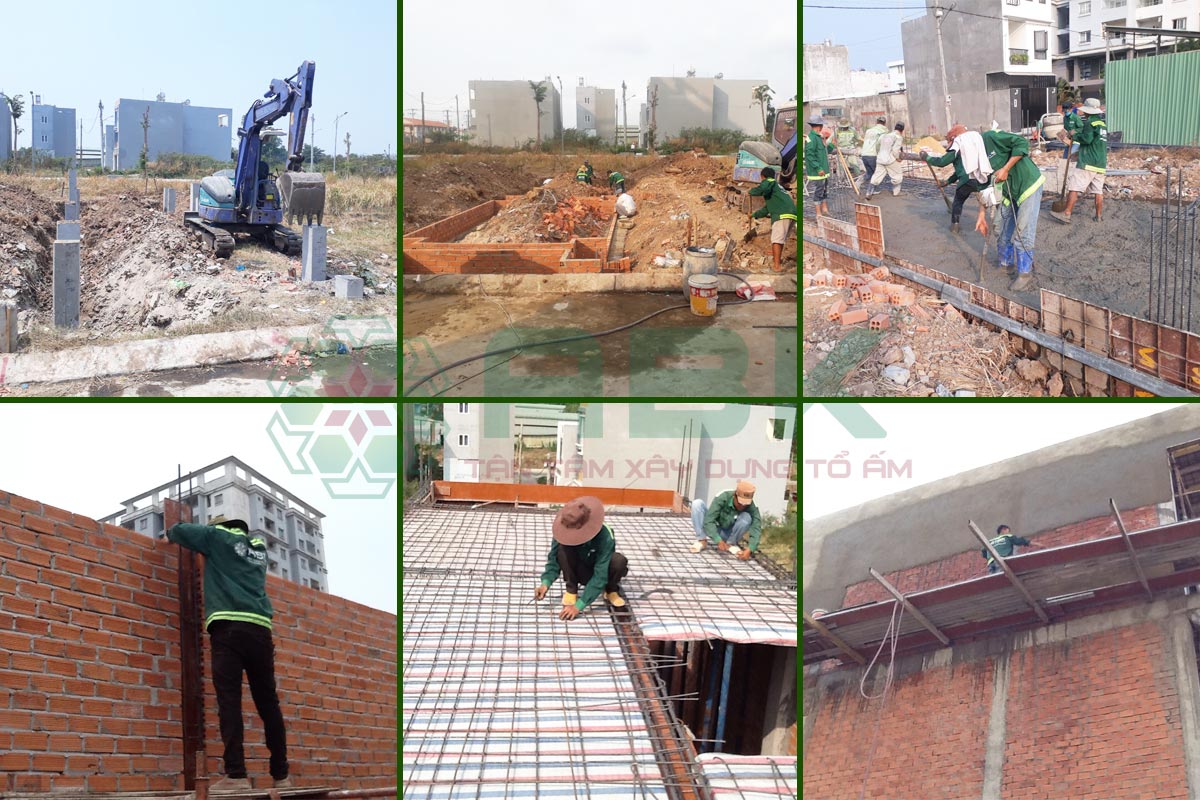 Xây dựng cơ bản nhà 3 tầng 1 sân thượng