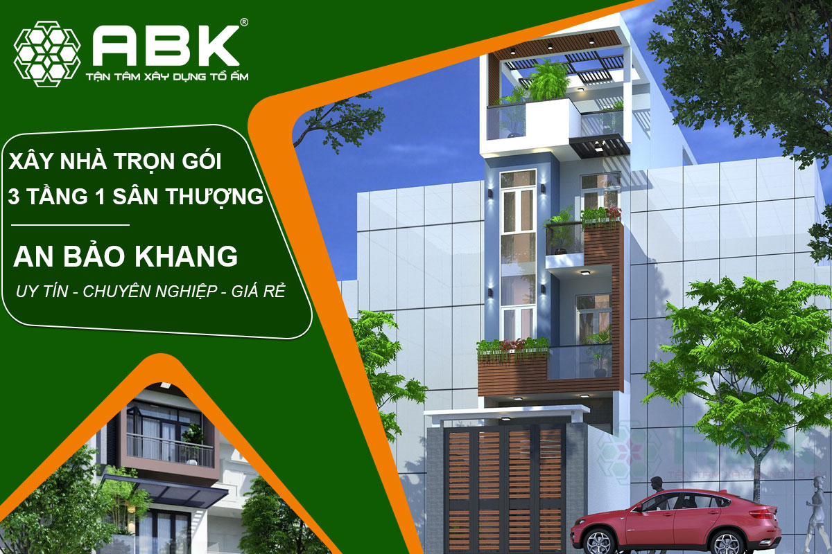 Thiết kế và xây dựng nhà phố trọn gói 3 tầng và 1 sân thượng tại TP.HCM