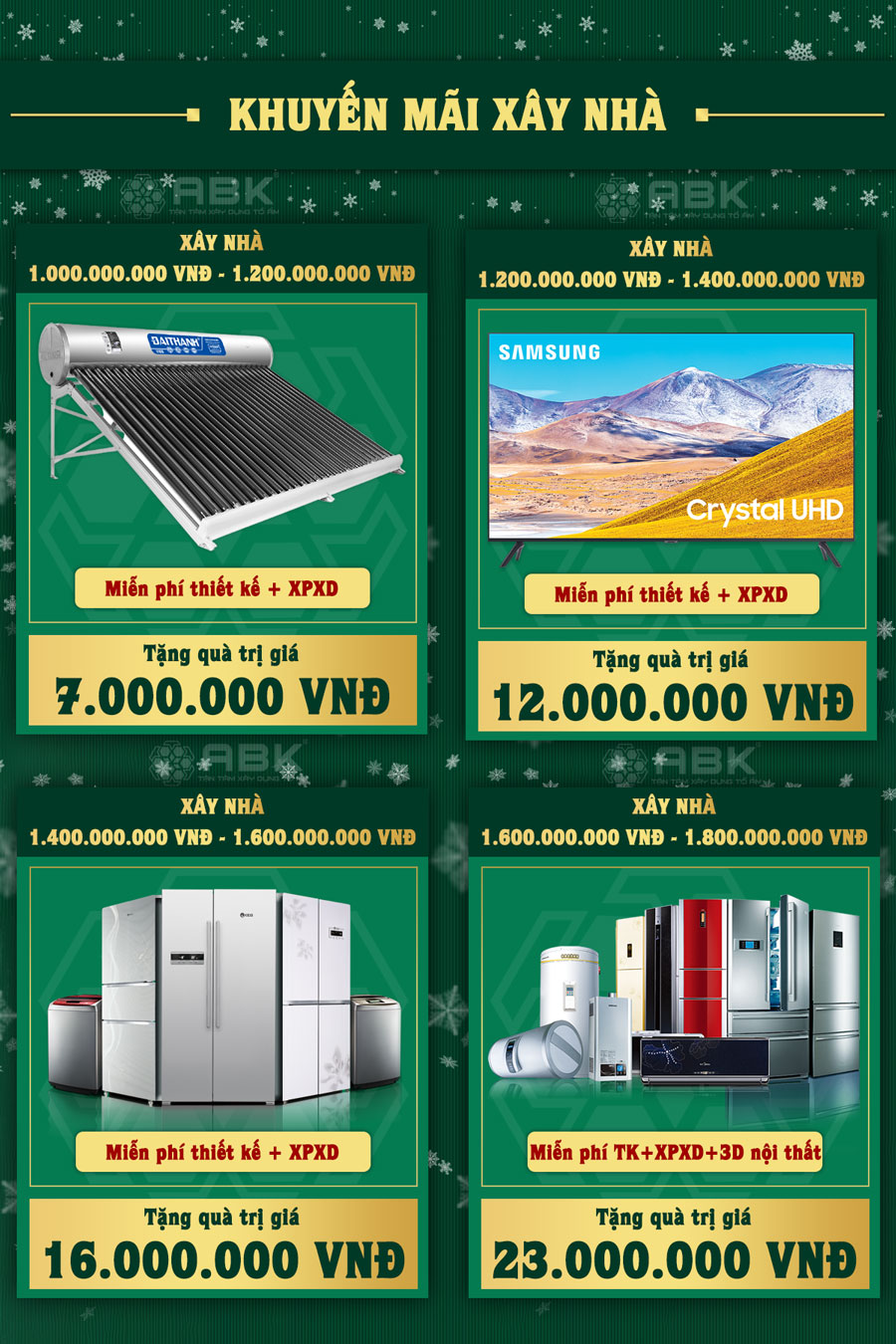 Chương trình ưu đãi khi xây nhà 2 tầng