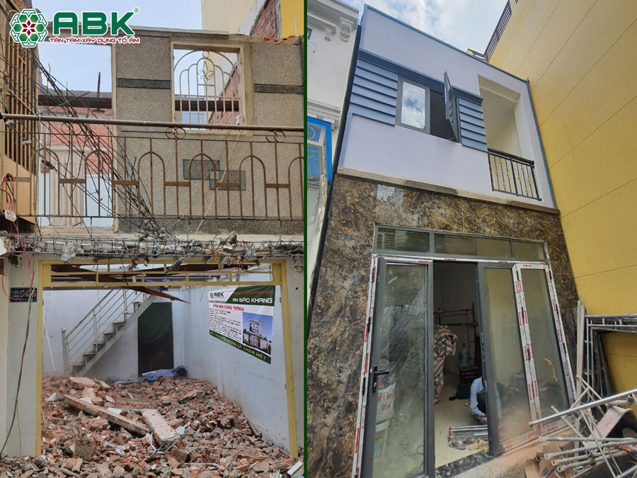 Sửa chữa nhà cấp 4 thành nhà 2 tầng nhà chị Thoa ở Quận 4