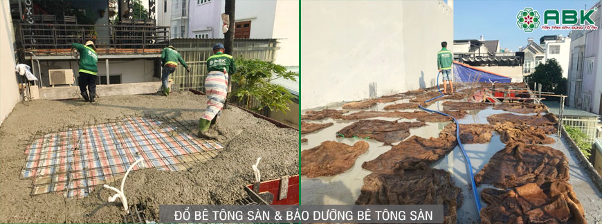 Đổ bê tông sàn và bảo dưỡng bê tông