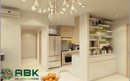 Nội thất khu vực bếp nhà ở 4 tầng 4m x17m