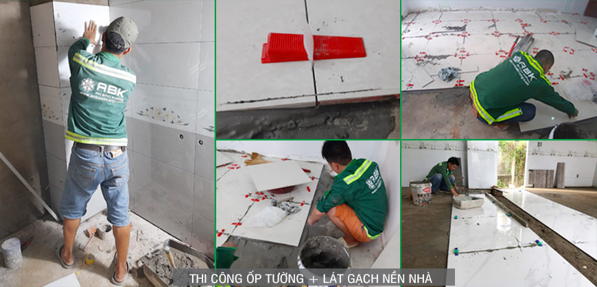 Ốp tường và lát nền gạch nhà phần thô
