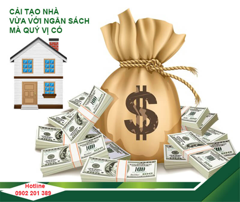 cải tạo nhà theo khoản chi phí dư trù.