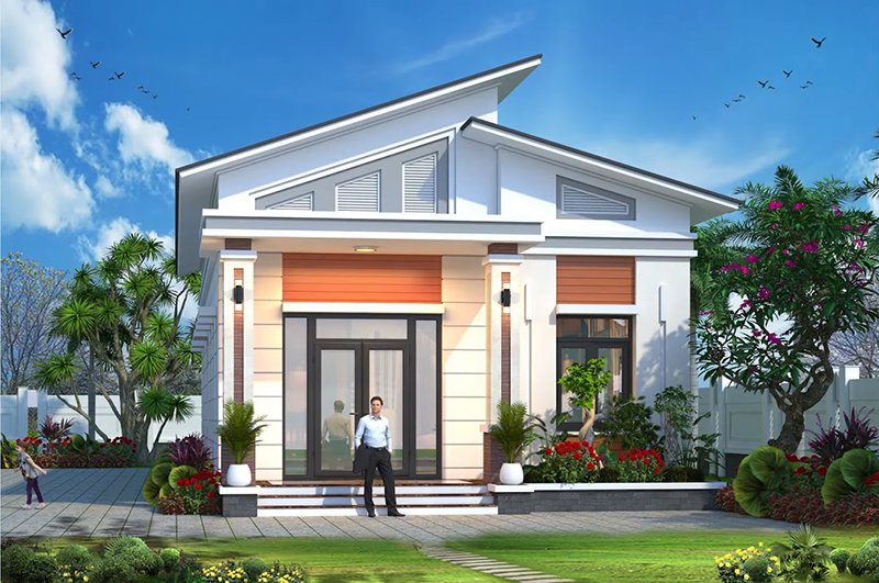 nhà cấp 4 mái lệch