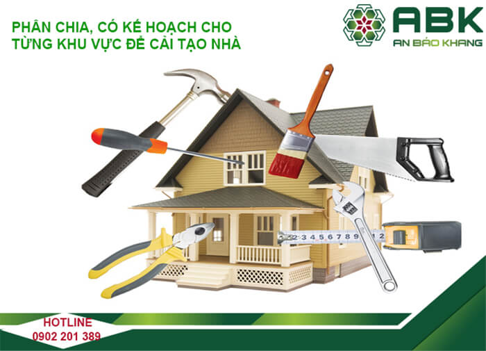 Phân chia khu vực cần cải tạo theo nhu cầu sử dụng