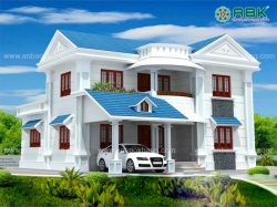 thiết kế nhà biệt thự 2 tầng mái ngói