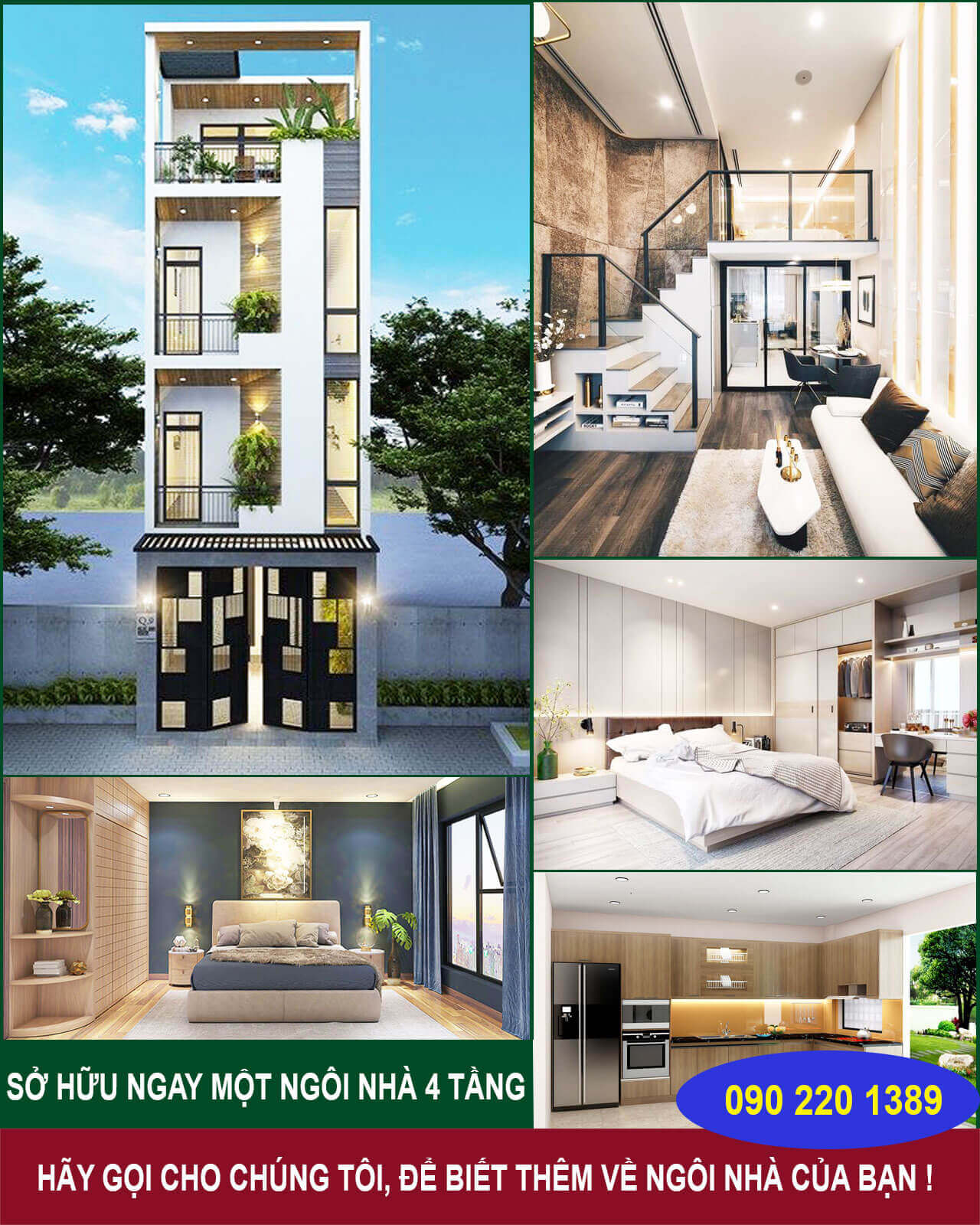 Mẫu mặt tiền nhà và nội thất nhà phố 4 tầng 