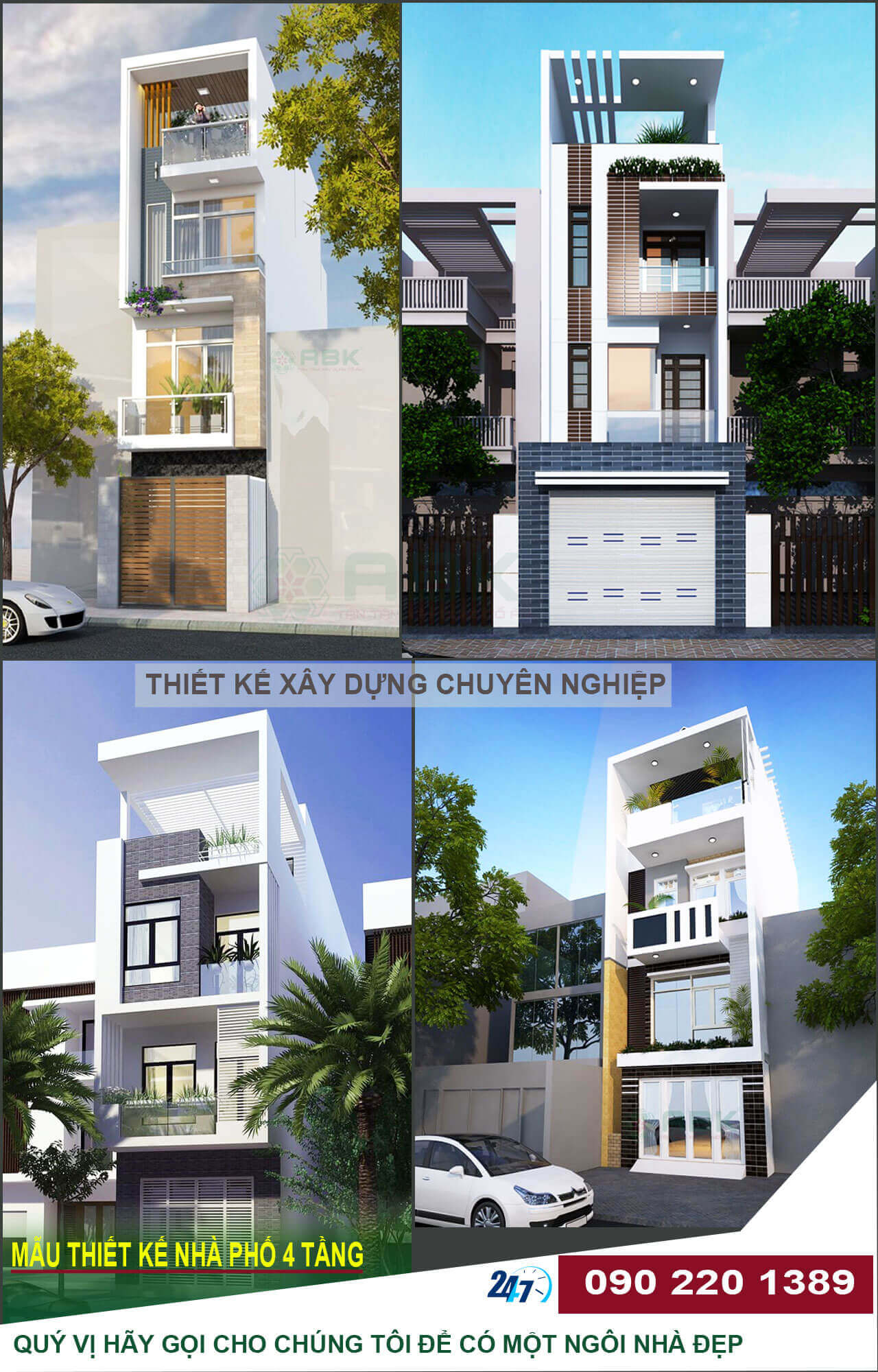 Mẫu nhà phố 4 tầng 60m2