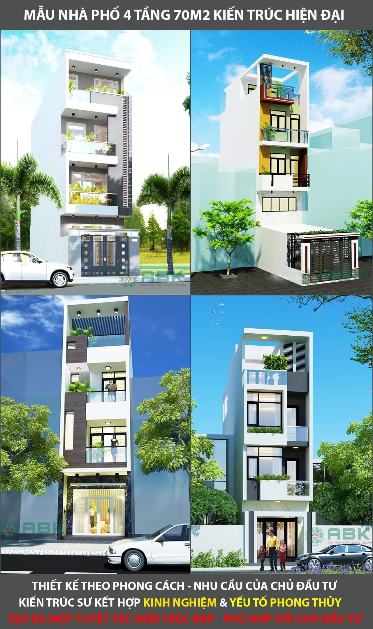 chi phí xây nhà 4 tầng 70m2