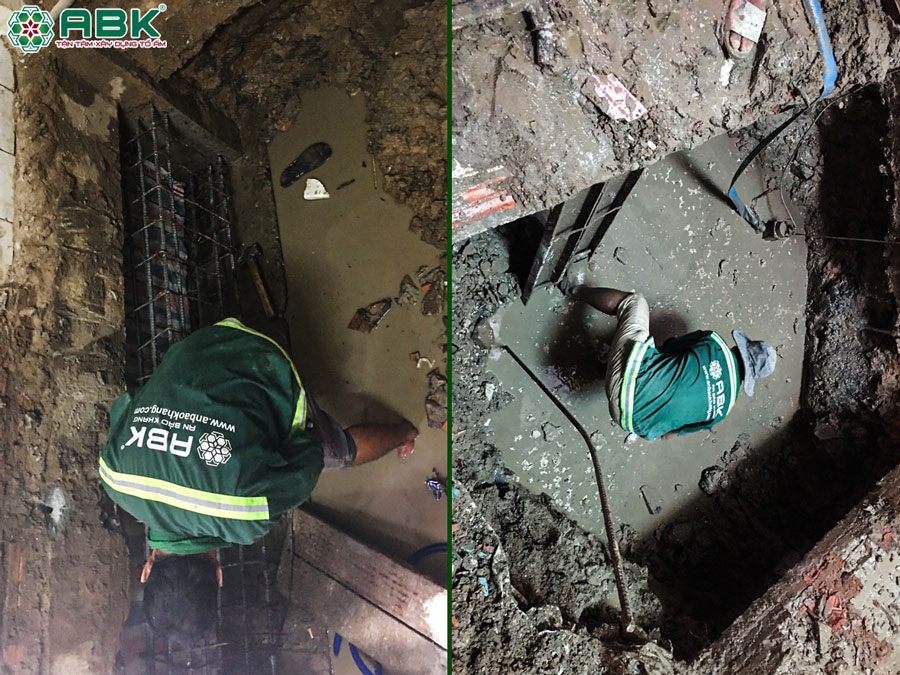 Công tác gia cố móng được đội ngũ An Bảo Khang thi công cẩn thận chắc chắn