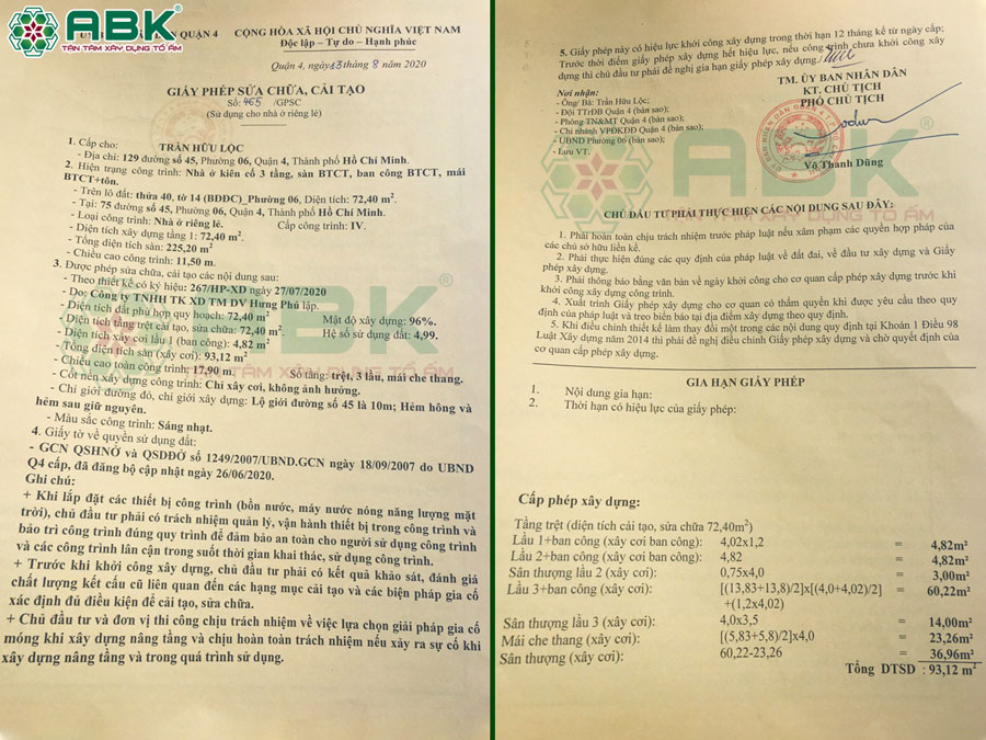 An Bảo Khang miễn phí xin phép sửa chữa nâng tâng nhà cho gia đình chú Lộc ở Quận 4