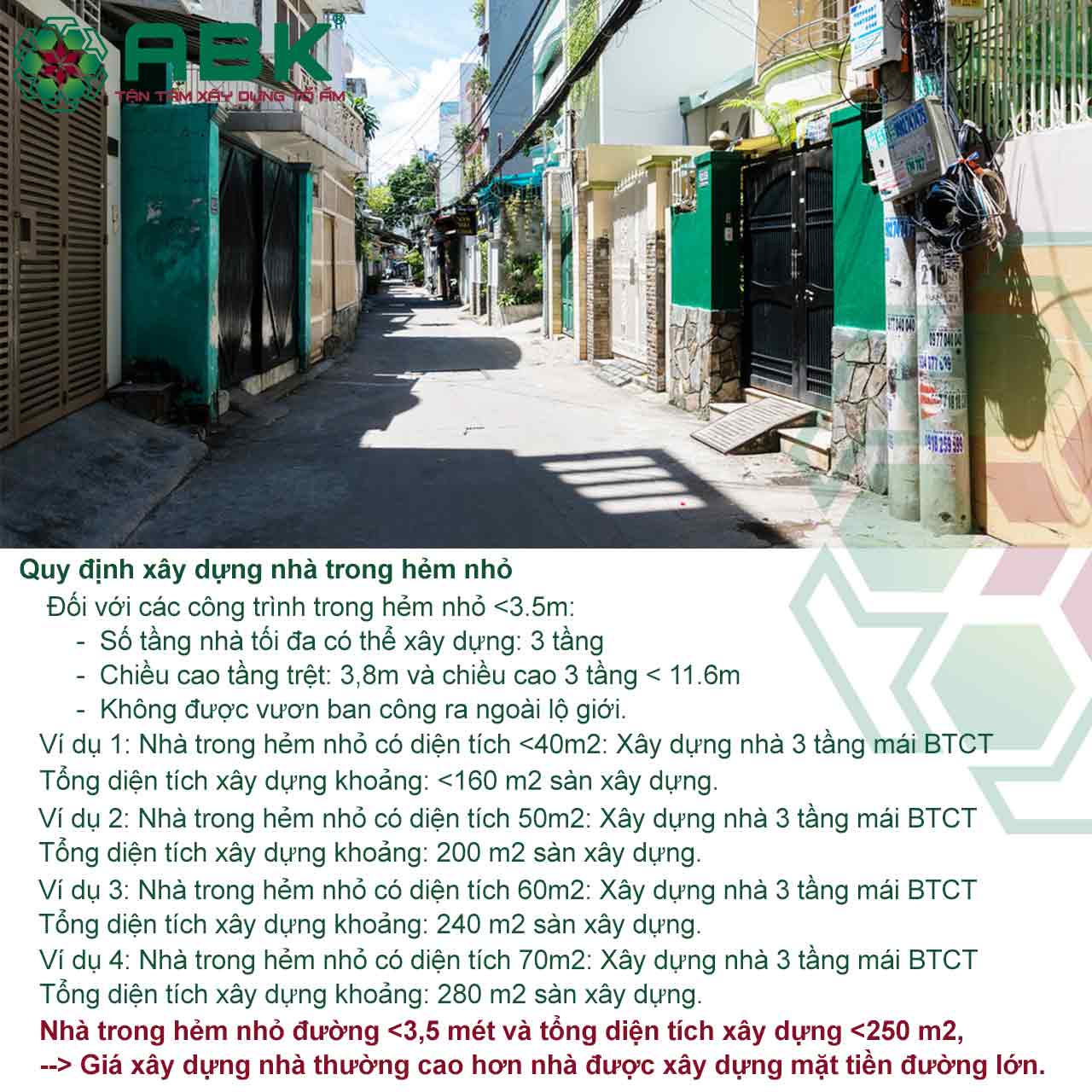 giá xây nhà trọn gói trong hẻm nhỏ