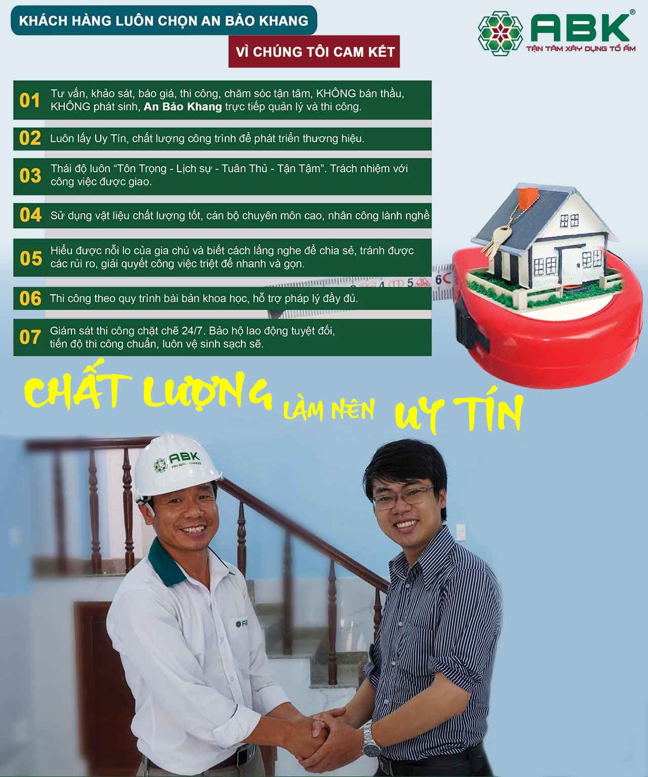 Cam kết của An Bảo Khang khi xây nhà 2 tầng