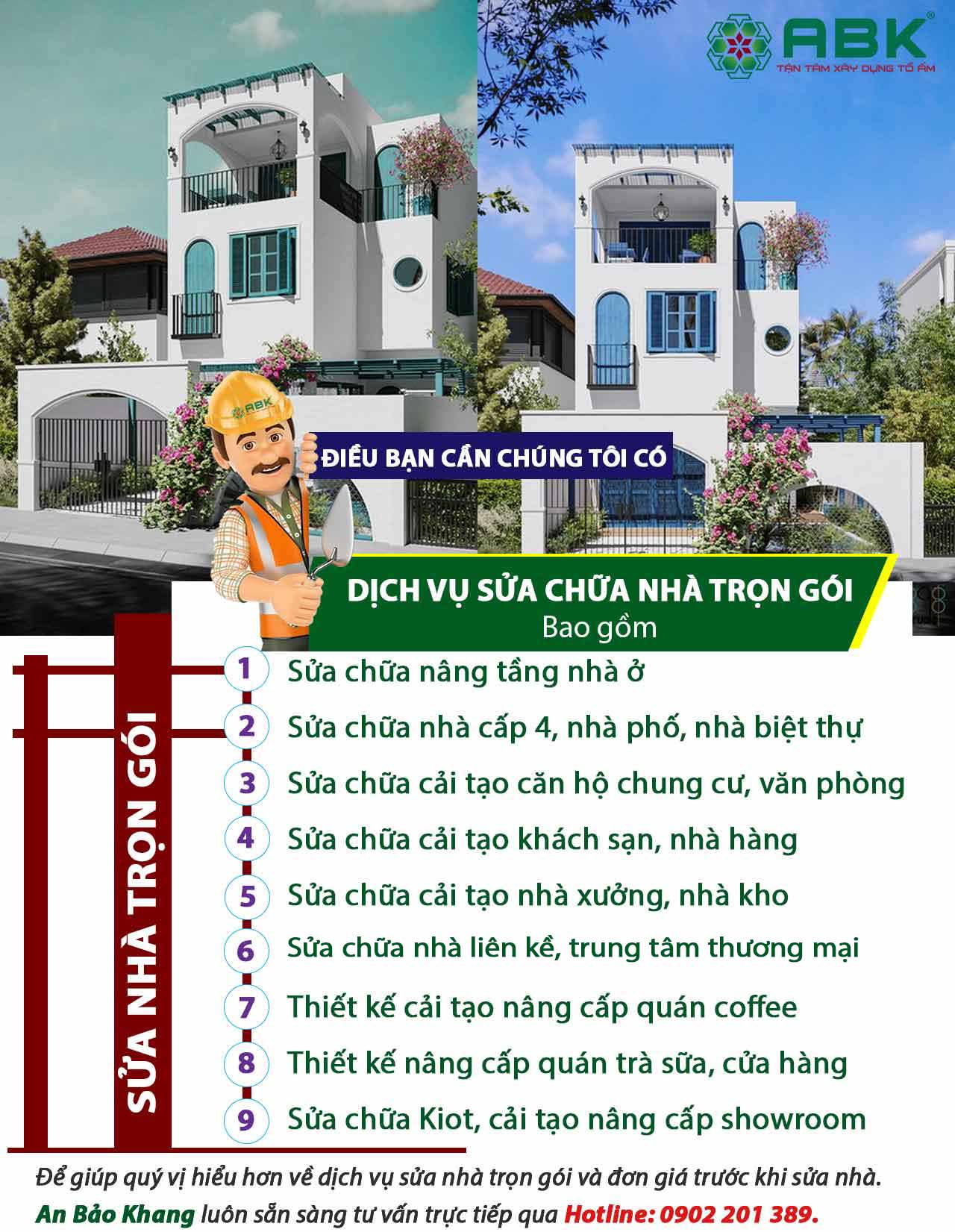 Dịch vụ sửa chữa nhà mà An Bảo Khang cung cấp