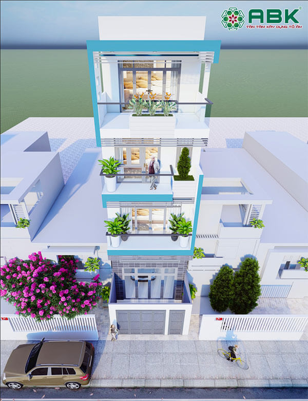 mẫu thiết kế nhà phố 4 tầng ms26