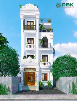 Mẫu thiết kế nhà phố 5 tầng kiến trúc tân cổ điển