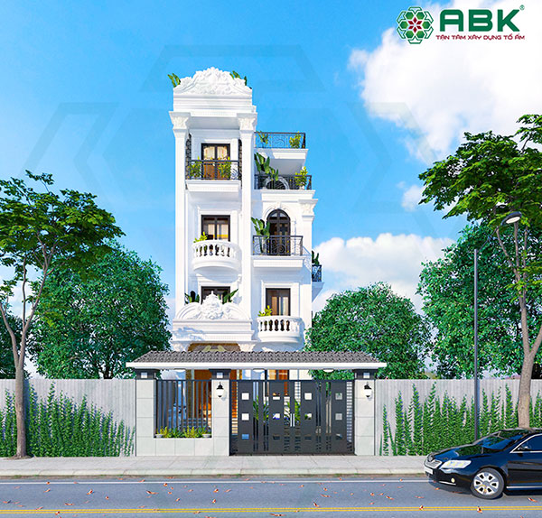 mẫu thiết kế nhà phố 5 tầng kiến trúc tân cổ điển