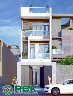 Mẫu thiết kế nhà phố 3 tầng + tum và sân thượng 4,6m x 14m