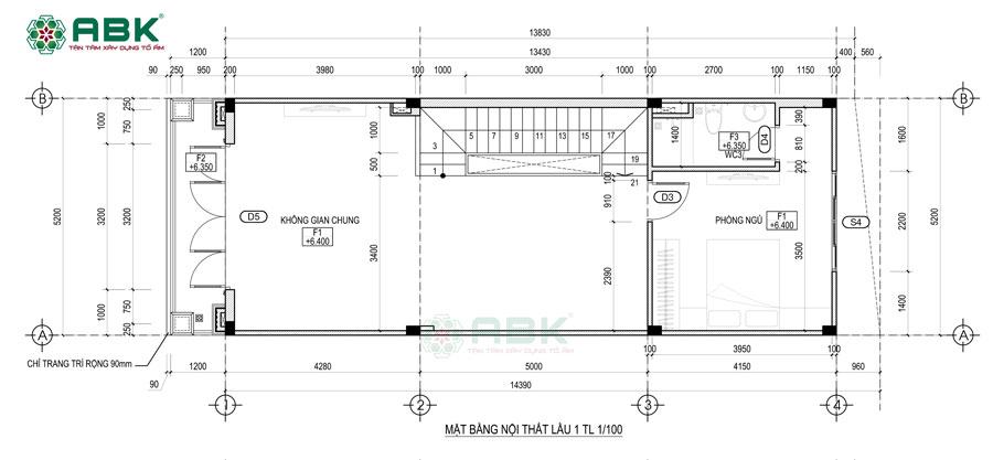 Bố trí mặt bằng nội thất lầu 1 nhà chị Thảo ở Bình Dương