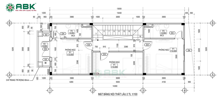 Bố trí mặt bằng nội thất lầu 2 nhà chị Thảo ở Bình Dương