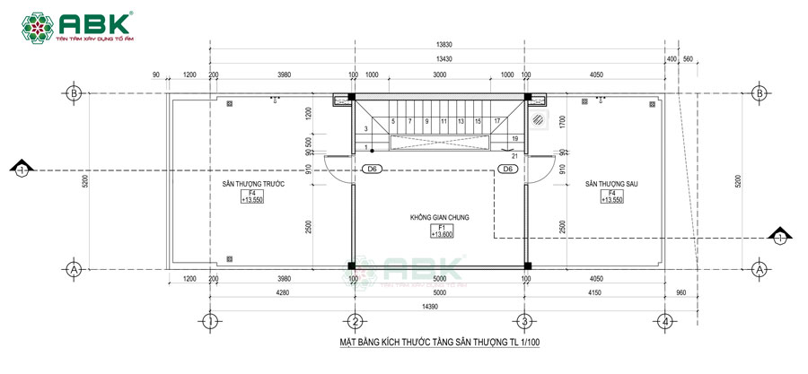 Bố trí mặt bằng sân thượng nhà chị Thảo ở Bình Dương
