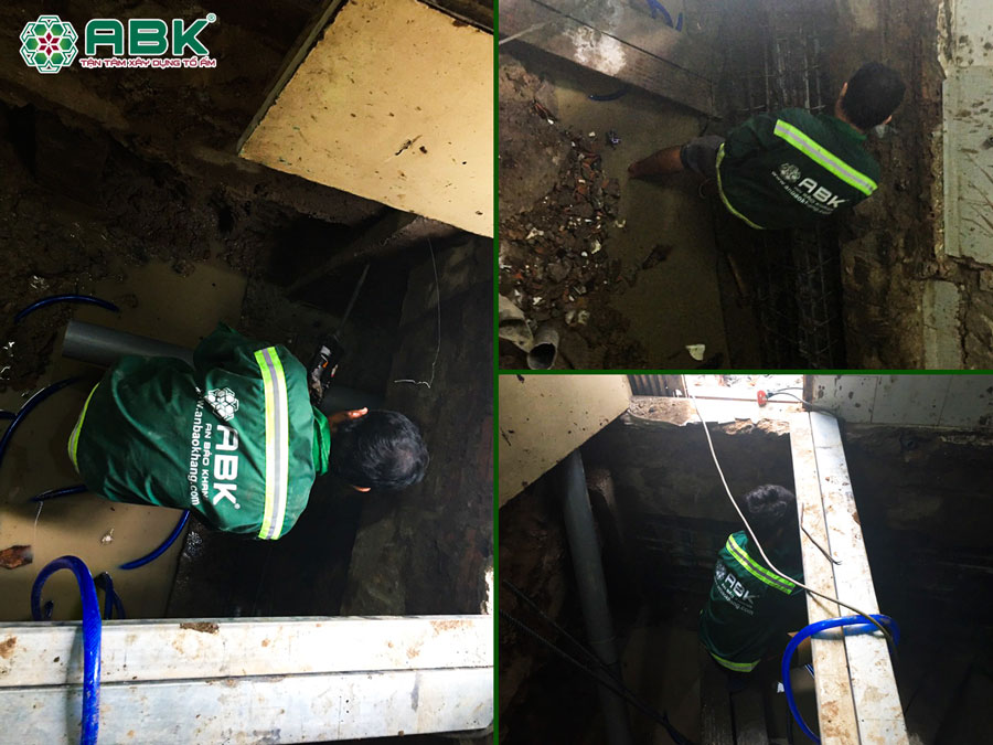 Thi công gia cố phần móng nhà anh Lộc Quận 4