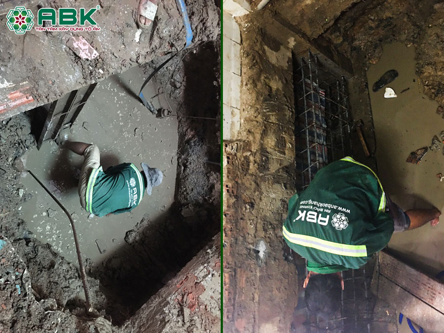 Thi công gia cố phần móng nhà anh Lộc Quận 4