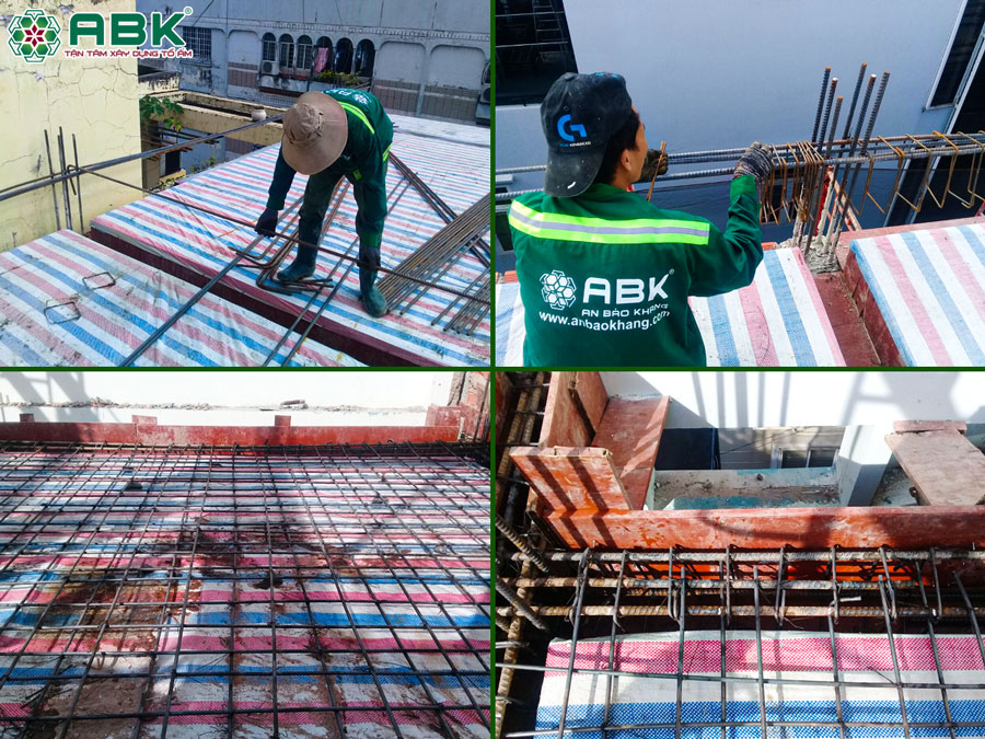 Thi công đan thép tầng 4 nhà anh Lộc Quận 4