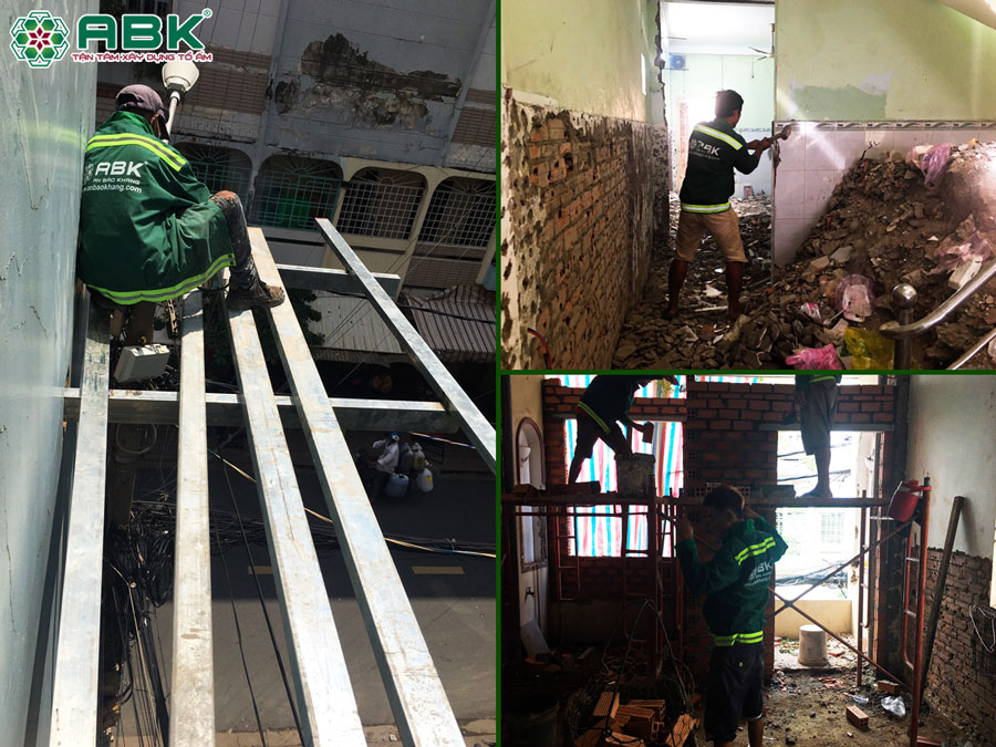 Thi công sữa chữa xây ban công tầng 1, tầng 2, tầng 3 nhà anh Lộc