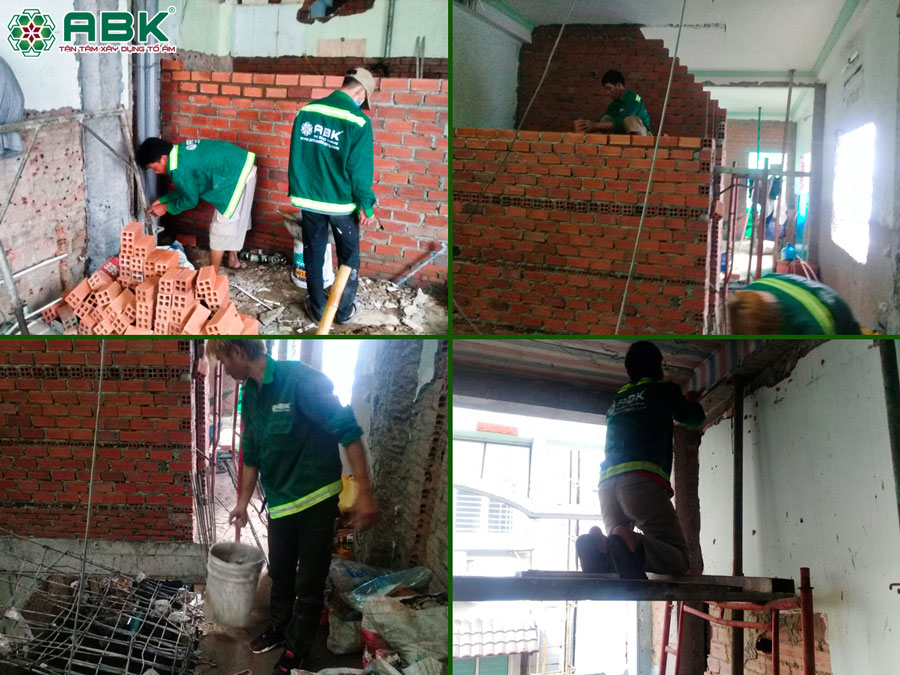 Thi công sữa chữa xây ban công tầng 1, tầng 2, tầng 3 nhà anh Lộc