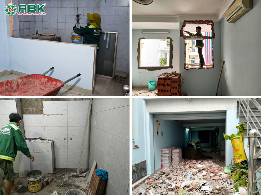 Thi công đập phá tháo dỡ nhà anh Tiến