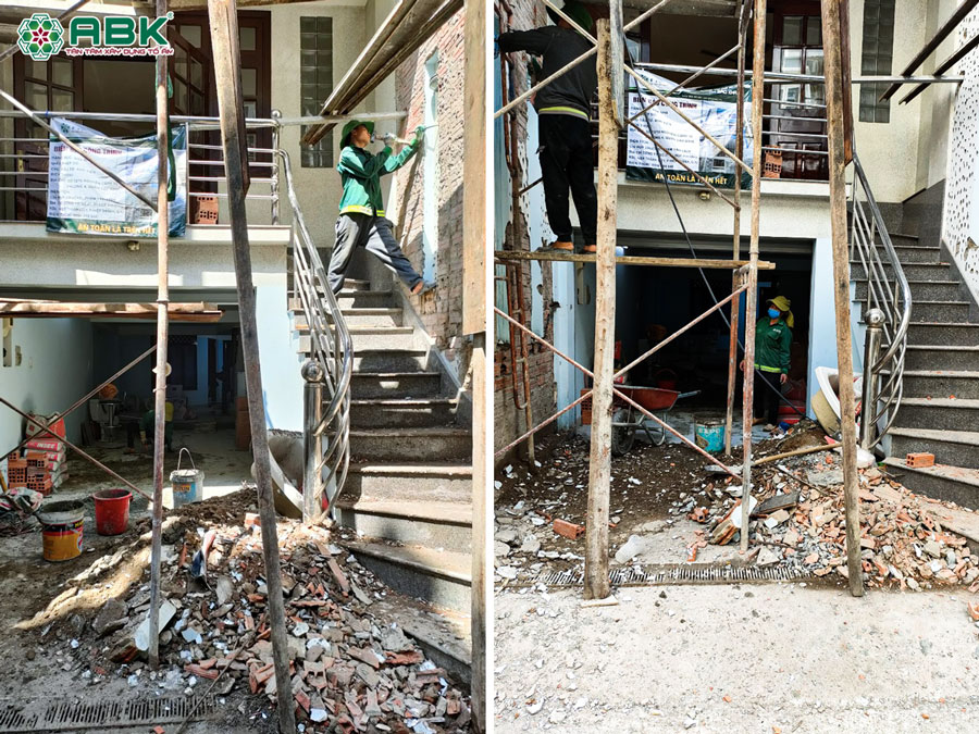 Thi công mặt tiền nhà anh Tiến