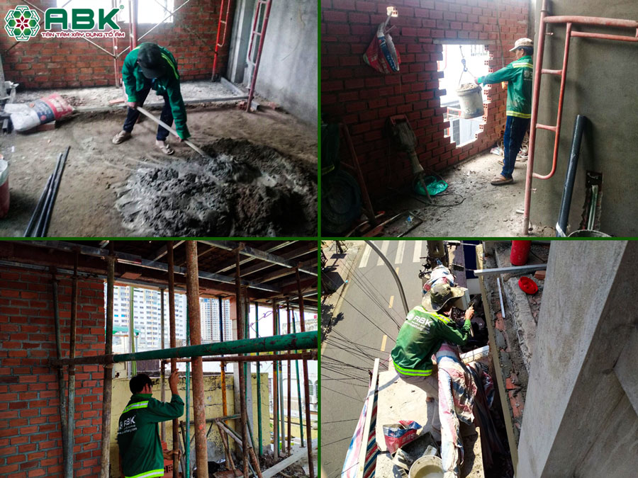 Thi công xây tô tường tầng 4 nhà anh Lộc quận 4