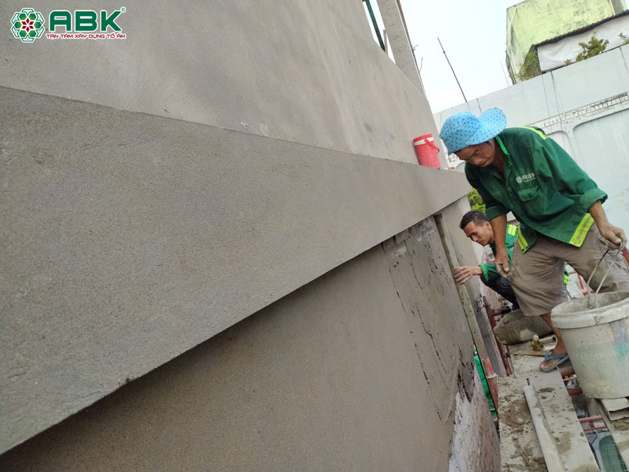 Thi công xây tô tường tầng 4 nhà anh Lộc quận 4